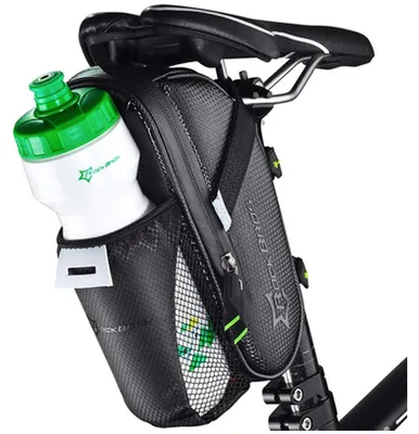 Produktbild von Wasserdichte Fahrrad-Satteltasche für Werkzeug mit Flaschenfach, schwarz