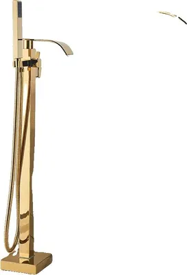 Produktbild von Bodenmontierte Badewannenarmatur, Gold-Finish, Wasserfall-Design, Goldpolitur A
