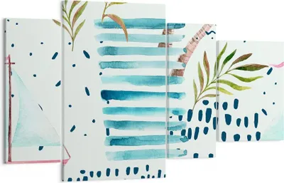 Produktbild von Bild auf Leinwand - Leinwandbild - Aquarell palme tropisch boot - 120x70cm - Wand Bild - Wanddeko - Leinwanddruck - Bilder - Kunstdruck - Wanddekoration - Leinwand bilder - Wandkunst - DL120x70-2956