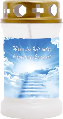 Produktbild von Grabkerze Weiß, Brenndauer: 40 Stunden, Motiv: Treppe