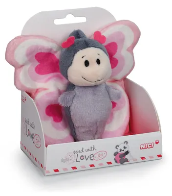 Produktbild von NICI Plüsch-Schmetterling „Love“ in einer Geschenkbox, 10 cm