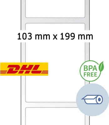 Produktbild von Rollenetiketten 103x199mm Thermo DHL-Versandetikett weiß VE=8x800 Stück