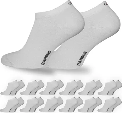 Produktbild von OCERA 12x Bambus Sneaker Socken Uni für Damen und Herren in verschiedenen Farben - Weiß 43/46