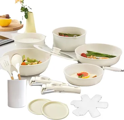 Obrázek produktu pro Sada nádobí, nepřilnavý povrch, vhodné do trouby, vhodné do myčky nádobí, netoxické provedení, ergonomické rukojeti