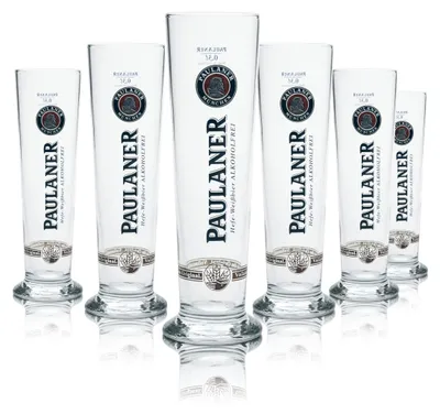 Produktbild von 6x Paulaner Glas 0,3l Pokal Stange Alkoholfrei Gläser Bier Brauerei Hefe Weizen