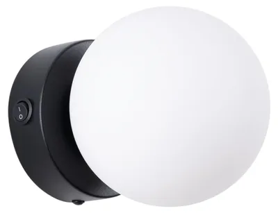 Produktbild von Wandlampe Metall Glas G9 mit Schalter Schwarz Weiß Kugelschirm Modern
