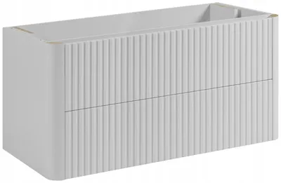 Zdjęcie produktu dla Rodan Szafka pod Umywalkę 100cm - Wisząca - Ryflowana Biała - Push-to-Open - bez blatu - LINEA