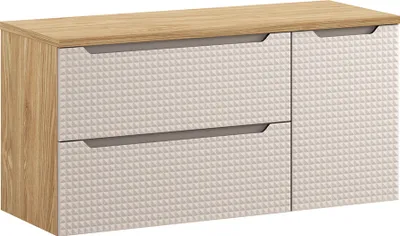 Produktbild von Waschtischunterschrank 120 cm in Eiche mit beige, LONDON-56-BEIGE