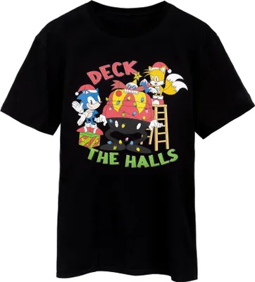 Image de Sonic The Hedgehog - T-shirt pour homme "Deck The Halls" - design de Noël NS7989 (XXL) (Noir)