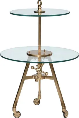 Produktbild von Casa Padrino Luxus Etageren Beistelltisch Messing Ø 40 x H. 90 cm - Höhenverstellbarer Tisch mit Rollen - Gastronomie Tisch - Gastronomie Möbel - Luxus Hotel & Restaurant Möbel