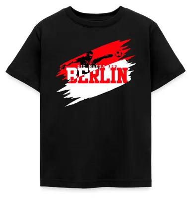 Produktbild von Spreadshirt Die Macht Aus Berlin Rot-Weiß Fußball Fan Kinder T-Shirt, 98/104 (3-4 Jahre), Schwarz