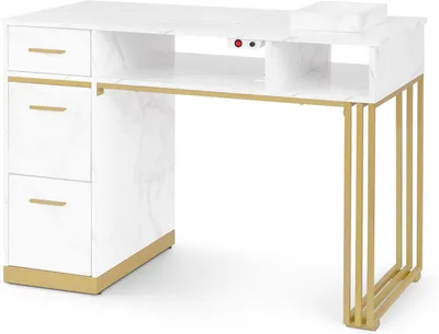 Imagen del producto de Mesa de manicura - Mesa para manicuras - Mesa de trabajo - Mueble para salón de uñas - Mesa para salón de belleza - Aspiradora integrada