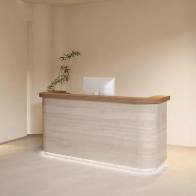 Image de Comptoir d'accueil, comptoir de réception, comptoir de bureau, comptoir de comptoir multifonctionnel 160 × 60 × 100 cm 【Yuanmuse+dongshi160】