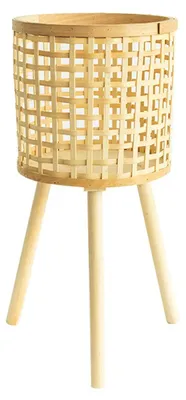 Image de Supports pour plantes en bambou avec pieds en bois