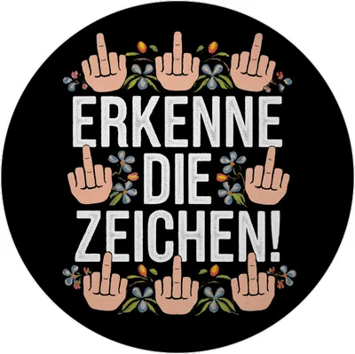 Produktbild von Erkenne die Zeichen Blumensprache Magnet rund mit Mittelfingern