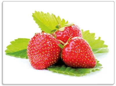 Produktbild von Wallario Glasunterlage, Schneidebrett aus Glas, Größe 30 x 40 cm, Motiv Frische rote Erdbeeren für die Küche