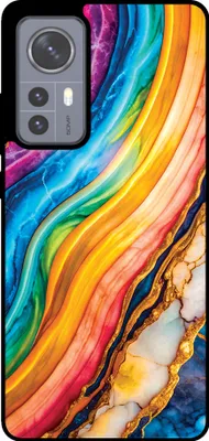 Produktbild von Smartphonica Telefon Fall geeignet für Xiaomi 12 mit Regenbogen Gold Marmor Print - TPU Backcover Fall Regenbogen Gold Marmor Design