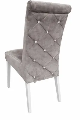 Produktbild von Ares Meble Stuhl K6 Esszimmerstuhl Grau – Samt Polsterstuhl Magic Velvet 2241, Weiße Holzbeine, Glamour Design, Bequemer Küchen- & Schminkstuhl