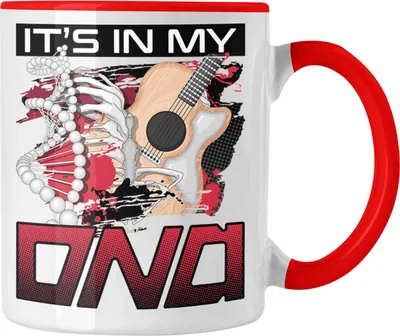 Produktbild von Trendation - Gitarre Tasse Geschenk für Gitarren-Spieler Lehrer Spruch It's In My DNA Geschenkidee Lustig (Rot)