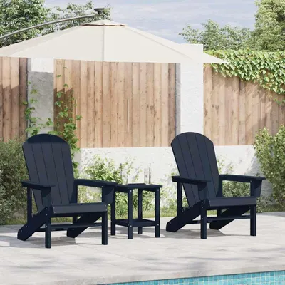 Produktbild von 2 Gartenstühle in Marineblau, 82 x 74 x 92 cm, aus Polyethylen für Terrasse, Hinterhof und Garten
