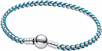 Obrázek produktu pro Pandora Blue Cord Snake Chain Bracelet 593816C01 dámský náramek, délka náramku:19cm