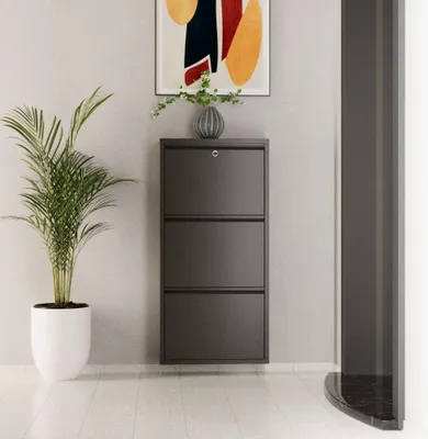 Obrázok produktu pre Skye Decor, Locking 3 Piece Metal - Anthracite, skriňa na topánky, antracitová, 100 % KOV, 50 x 15 x 103 cm