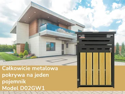 Zdjęcie produktu dla Wiata śmietnikowa D02GW1, metalowa pokrywa, nowoczesna, antracyt/brąz