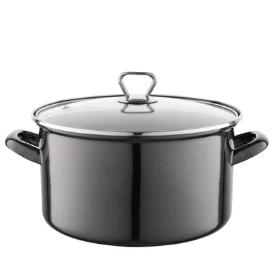 Produktbild von TOPF 5,6 l Deckel Emaille Emailletopf Induktion Retro Kochtopf PLESZEW METALICO