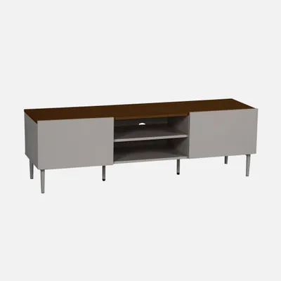 Produktbild von sweeek - TV-Möbel Metall und Holzdekor 2 Türen 140cm - Grau