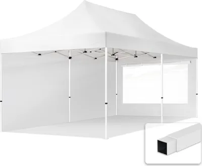 Produktbild von TOOLPORT 3x6m Stahl Faltpavillon, inkl. 2 Seitenteile, weiß