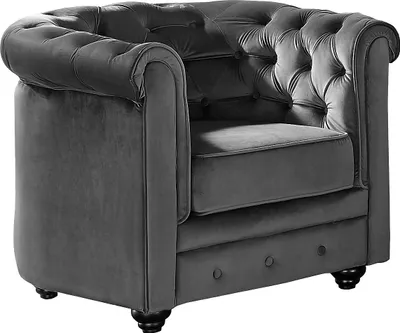Produktbild von CHESTERFIELD Sessel - Anthrazitfarbener Velours