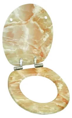 Produktbild von WC-Sitz mit Absenkautomatik, Toilettendeckel aus hochwertigem Holz, einfache Montage, stabile Scharniere, Marmor-Design