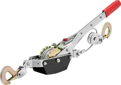 Produktbild von VEVOR Handhebelseilzug, 2 Tonnen (4.409 lbs) Zugkraft, 3,7 m Stahlkabel, 2 Haken, Hochleistungs-Ratschen-Handseilwinde mit Doppelgetriebe, Flaschenzug-Seilzieher, ideal für Fahrzeugrettung