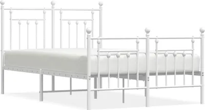 Obrázek produktu pro vidaXL Postel s čelem a nohou kovová bílá 135x190 cm