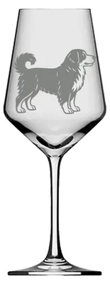 Produktbild von Weinglas mit Berner Sennenhund Gravur spülmaschinenfest ideal für Weinliebhaber