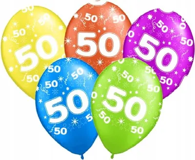 Obrázok produktu pre Balóniky s potlačou k 50. narodeninám ""50"" - 5 ks.