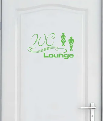 Produktbild von Wandtattoo - Wandaufkleber - Tür- Wandtattoo "WC Lounge" - 60cm x 34cm lindgrün - Dekoration Küche Wohnzimmer Wand