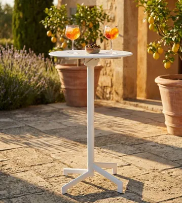 Immagine prodotto di Milani Home - tavolo alto da bar per esterno, Opera, 60 x 102 cm, in acciaio, bianco