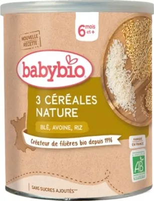 Image de Babybio 3 céréales nature 6 mois220g