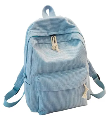 Produktbild von Rucksack im weichen Stoffstil, Damenrucksack im Cord-Design, Schulrucksack für Teenager-Mädchen, gestreifter Rucksack für Damen
