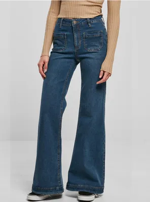 Obrázek produktu pro Dámské kalhoty Urban Classics Ladies Vintage Flared Denim Pants deepblue washed - 26