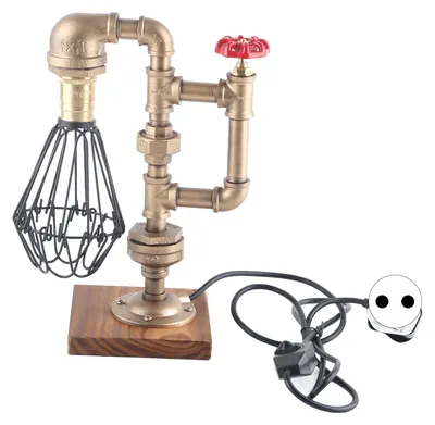 Produktbild von Retro-Wasserpfeifenlampe, einzigartige Form, industrieller Stil, Schreibtisch für Café, Bar, Schlafzimmer, Büro, Kunstdekoration, EU-Stecker, 220 V