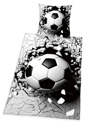 Produktbild von HERDING Young Collection Bettwäsche - 3D Fußball - 70-x-90-cm-140-x-200-cm-at, Deckenbezug im Lieferumfang enthalten, Kissenbezug enthalten