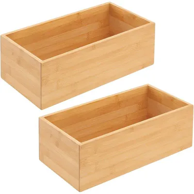 Produktbild von mDesign Bambusbox Organizer Holzbox Aufbewahrung Kiste Holz 2er-Set