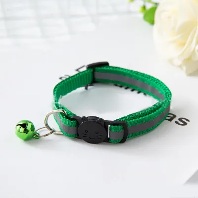 Obrázek produktu pro Pet Bell Collar Bezpečnostní přezka Nastavitelná reflexní kočka s pro psy štěňata Kittengreen