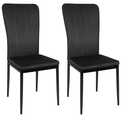 Obrázek produktu pro Sametové jídelní židle – sada 2 kusů. Kuchyňské židle s polstrovaným sedákem, ergonomickou opěradlem, područkami a kovovou konstrukcí. Barva: černá