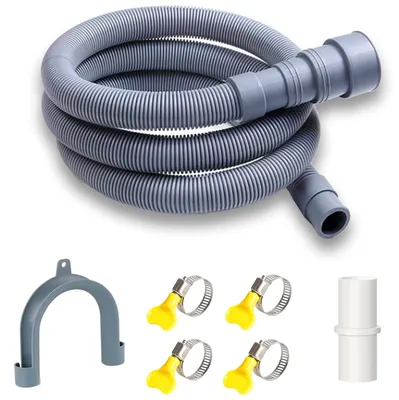 Ablaufschlauch-Verlängerungsset 2 m, 4 Klemmen, 1 Verbinder, 1 Bügel