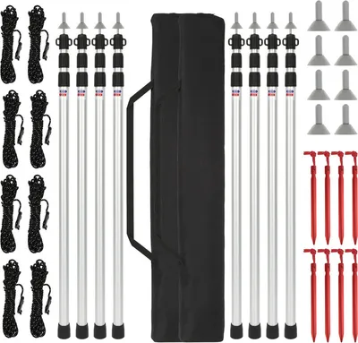 Obrázek produktu pro Teleskopické stanové tyče TolleTour, hliníkové nastavitelné stanové tyče pro stan, plachtu, markýzu nebo plachtu, výsuvné od 88 cm do 234 cm 8 kusů