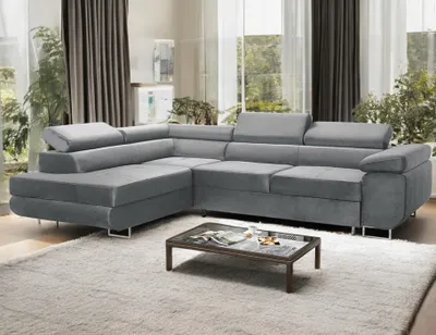 Produktbild von EMPORIUM Ecksofa ANTON mit Schlaffunktion Bettkästen L-Form, Grau, LINKS