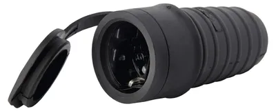 Produktbild von EMOS Schutzkontakt-Gummikupplung IP44 für Außenbereich, schwarz, Einzelpack